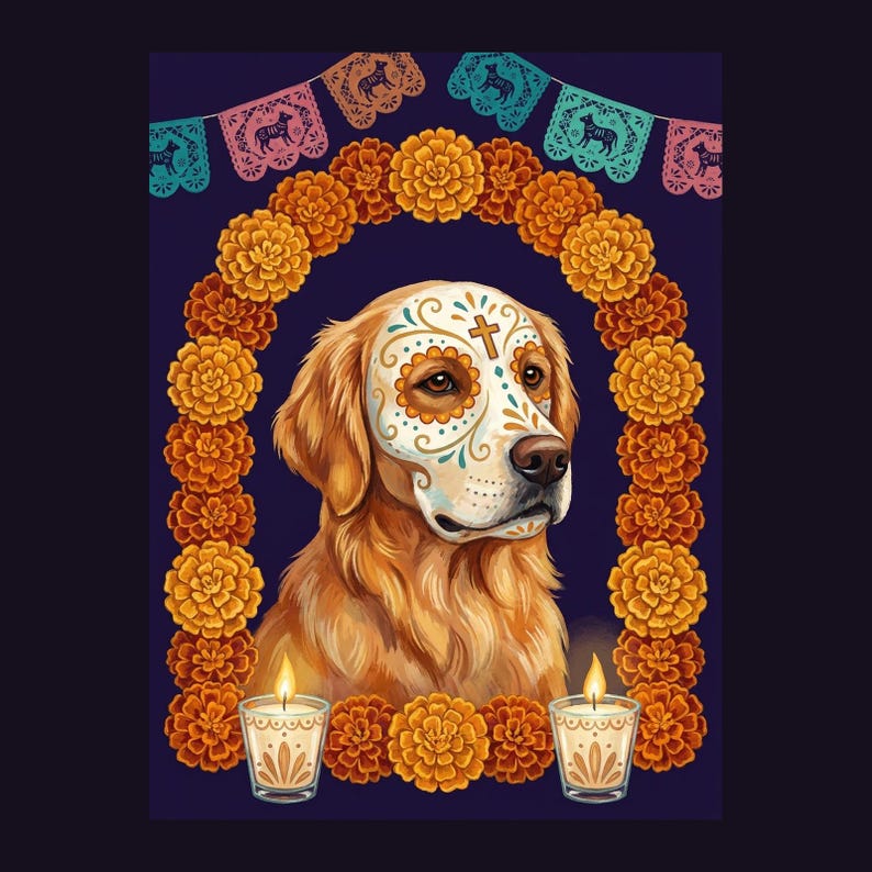 Custom Pet Portrait Día de los Muertos | Pet Memorial Calavera Art from Your Photo | Dog Cat Day of the Dead Digital Download image 2