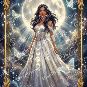 Ensemble d'impressions trio céleste Loteria | La Sirena La Luna La Estrella | Pixel Art Latina Bruja | Art populaire mexicain | Art mural en téléchargement numérique image 5