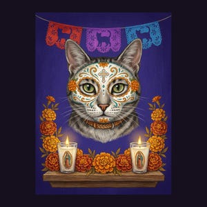 Custom Pet Portrait Día de los Muertos | Pet Memorial Calavera Art from Your Photo | Dog Cat Day of the Dead Digital Download image 3