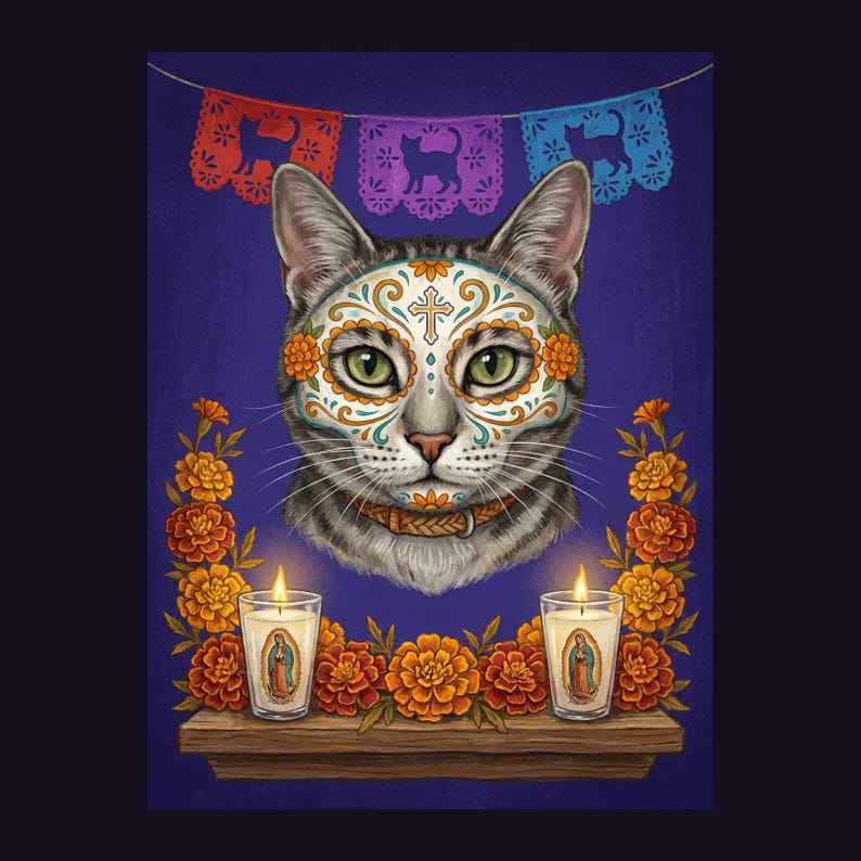 Custom Pet Portrait Día de los Muertos | Pet Memorial Calavera Art from Your Photo | Dog Cat Day of the Dead Digital Download image 3