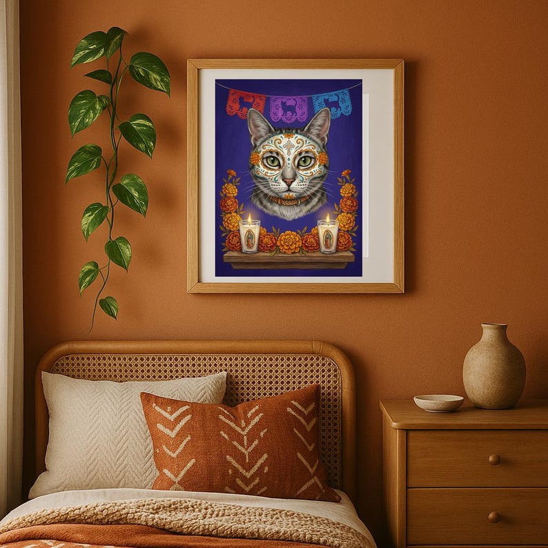 Custom Pet Portrait Día de los Muertos | Pet Memorial Calavera Art from Your Photo | Dog Cat Day of the Dead Digital Download image 6