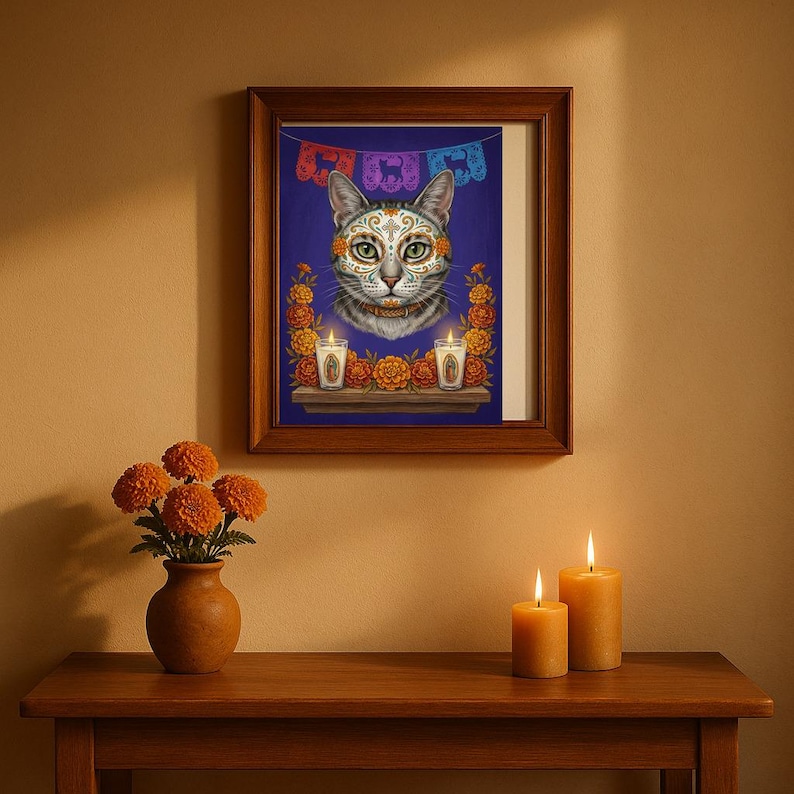 Custom Pet Portrait Día de los Muertos | Pet Memorial Calavera Art from Your Photo | Dog Cat Day of the Dead Digital Download image 4