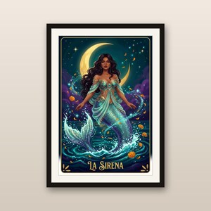 Ensemble d'impressions trio céleste Loteria | La Sirena La Luna La Estrella | Pixel Art Latina Bruja | Art populaire mexicain | Art mural en téléchargement numérique image 3
