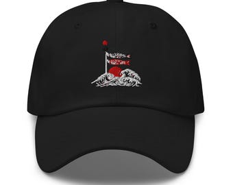 Embroidered cap featuring carp streamers and waves | Japanese-style street design