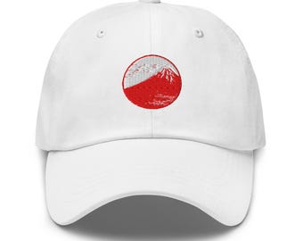 Diseño de parche estilo bordado del Monte Fuji rojo