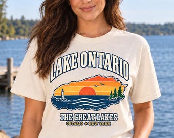 Lake Ontario Shirt, New York Lake Tee, Rochester NY Vintage Great Lakes Gif