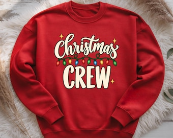 Christmas Crew Sweatshirt with Colorful Lights, Matching Holiday Crewneck for Family Friends and Coworkers