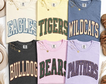 Custom Mascot Shirt, Comfort Colors Varsity Spirit Tee, Game Day Apparel