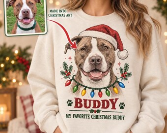 Custom Pet Christmas Sweatshirt, Pet Photo Crewneck, Personalized Holiday Gift for Pet Lovers