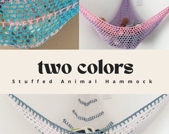 Toy Hammock / Two Color Stuffed Animal Organization Net / Choose Your Own Colors!