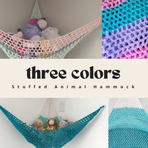 Toy Hammock / Choose Your Three Colors / Stuffed Animal Organization / Kids Room / Playroom / Nursery Decor