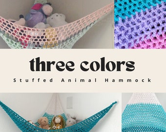 Toy Hammock / Choose Your Three Colors / Stuffed Animal Organization / Kids Room / Playroom / Nursery Decor