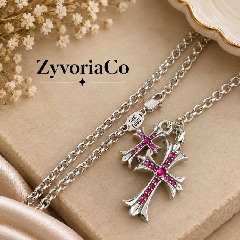 Chrome Hearts Pink Necklace - Etsy