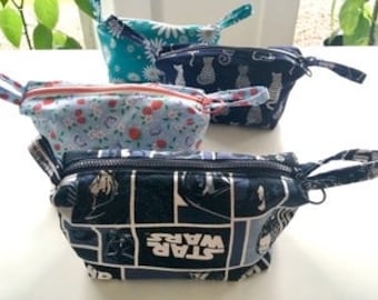 make-up bag, pencil case, zippy pouch, little bag with zip, cotton, washable