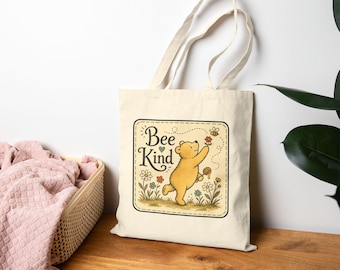 Winnie-the-Pooh Bee Kind Illustration Tote Bag | Classic A.A. Milne Design