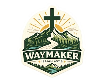 Waymaker Isaiah 43:19 Cross Mountain Sticker | Christian Faith Decal