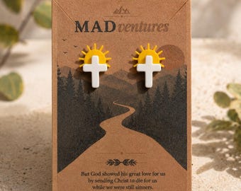 Cross Sun Stud Earrings | Christian Faith Jewelry