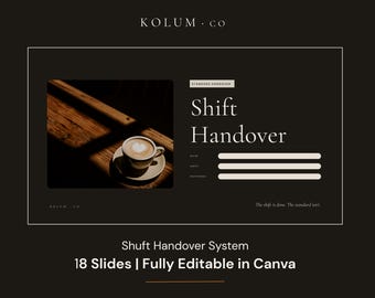 Shift Handover Template Canva | Hospitality Retail Manager System | Editable Daily Handover