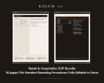 Retail Hospitality SOP Bundle | Canva | 10 Standard Operating Procedures | Staff Management | Editable Pack