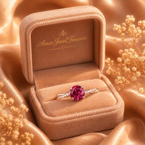 Förlovningsring i roséguld med infinity-rubin, Twist Solitaire-diamant, alliansring med halva evighetsring, brudlöfte, födelsesten i juli