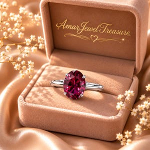 Vintage Oval cut Ruby Engagement Ring, Red Gemstone Promise Ring, July Birthstone, Solitaire Anniversary Gifts for Her