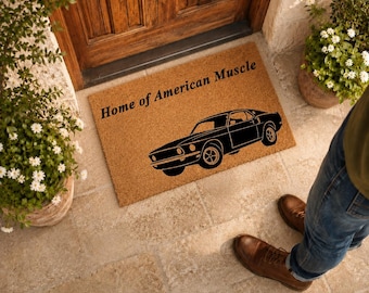Personalized Car Silhouette Doormat, Custom Vehicle Welcome Mat, Garage Decor