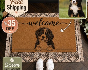 Custom Pet Doormat from Photo, Personalized Dog Welcome Mat, Custom Dog Portrait Door Mat, Pet Lover Housewarming Gift