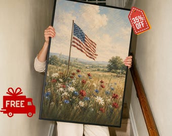 America 250th Anniversary Poster, Patriotic Flower Wall Art, USA Flag Print, Independence Day Decor, July 4th Home Decor (Digital Download)