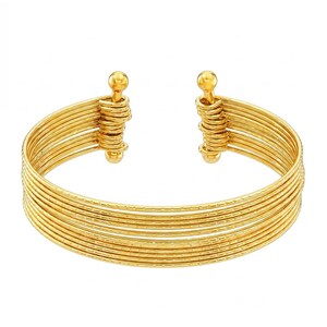 Adjustable Brass Cuff Bangle, Multi Strand Wire Bangle, Gold Tone Boho Bangle, Coiled Statement Jewelry, Handmade Brass Jewelry