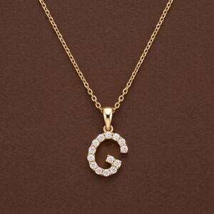 Collar con inicial de diamante redondo cultivado en laboratorio, collar con nombre personalizado en oro de 14 quilates, collar con nombre personalizado para regalos, delicado collar de diamantes