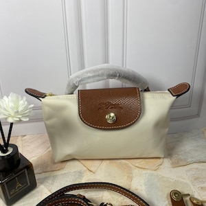 Longchamp Le Pliage Original XS-papierkleurige mini-nylon draagtas met afneembare schouderriem en ombouwset