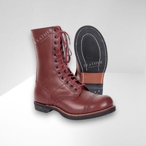 Vintage Brown Leather Paratrooper Combat Boots‎ Cap Toe Lace Up Military Sz 11.5 Rothco Vintage 10-Inch Brown Leather Paratrooper Boot main image 4