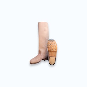 Handmade Natural Leather Marching Jackboots | Classic European Officer Boots | Men's Pull On Hobnail Sole Shoes, Vintage Field Footwear