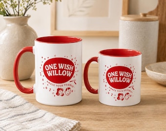 Obsession One Wish Willow Mug, Red or Black Accent Coffee Cup, 11oz or 15oz, Retro Magic Movie Fan Gift