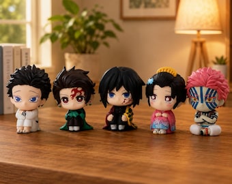 Original Bandai Demon Slayer Gashapon Figure Set, Giyu Tomioka, Tanjiro Kamado, Hakuji, Koyuki, Infinity Castle Figurines
