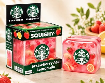 Viraler Erdbeer-Açaí-Limonaden-Quetschwürfel, langsam aufsteigendes sensorisches Stressspielzeug, niedliches Frucht-Fidget, Kawaii-Schreibtischspielzeug-Geschenk