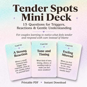 Relationship Triggers Cards for Couples, 15 Emotional Awareness Questions, Couples Communication Deck, Printable PDF