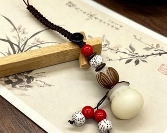 Bodhi flower tassel pendant, white lotus gourd pendant, car rearview mirror ornament, traditional auspicious ornaments