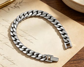 925 Sterling Silver Cuban Chain Bracelet, suitable for both men and women, chunky chain, simple design, can be stacked, a great gift choice.