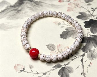 Natural Bodhi seed bracelet, Chinese Buddhist prayer bead bracelet, unisex lucky meditation prayer bead bracelet.