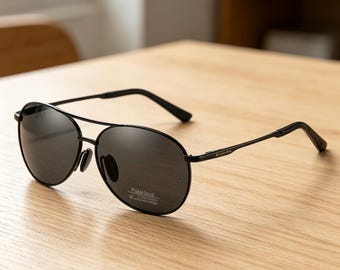 Occhiali da sole aviator ovali polarizzati con logo a stella a tre punte Mercedes-Benz, antiriflesso, adatti alla guida diurna e notturna per uomo.