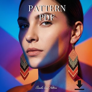 Brick Stitch Earrings Pattern Pdf Seed Bead Orange Miyuki Delica beading Tutorial Do It Yourself