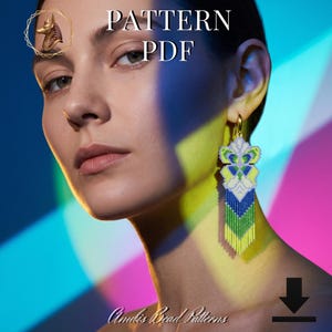 Butterfly Wings Seed Beads Earrings Pattern PDF Brick Stitch Miyuki Beading Patterns, Colorful Earrings