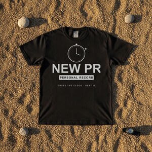 New PR Shirt Personal Record Runner Tee Personalized Race Day Pace Gift Marathon Achievement Fast Runner Pacing PR Running T-Shirt