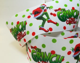 2 Yards GROSGRAIN Ribbon Grinch Ribbon 2 inch(50mm) 3inch(75mm) Christmas Ribbon