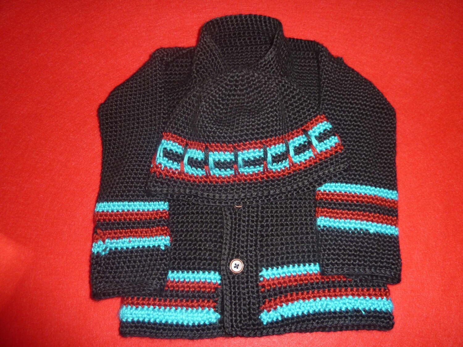 Hand Crocheted Baby Boy Sweater and Hat Size 12 to 18 Month Etsy