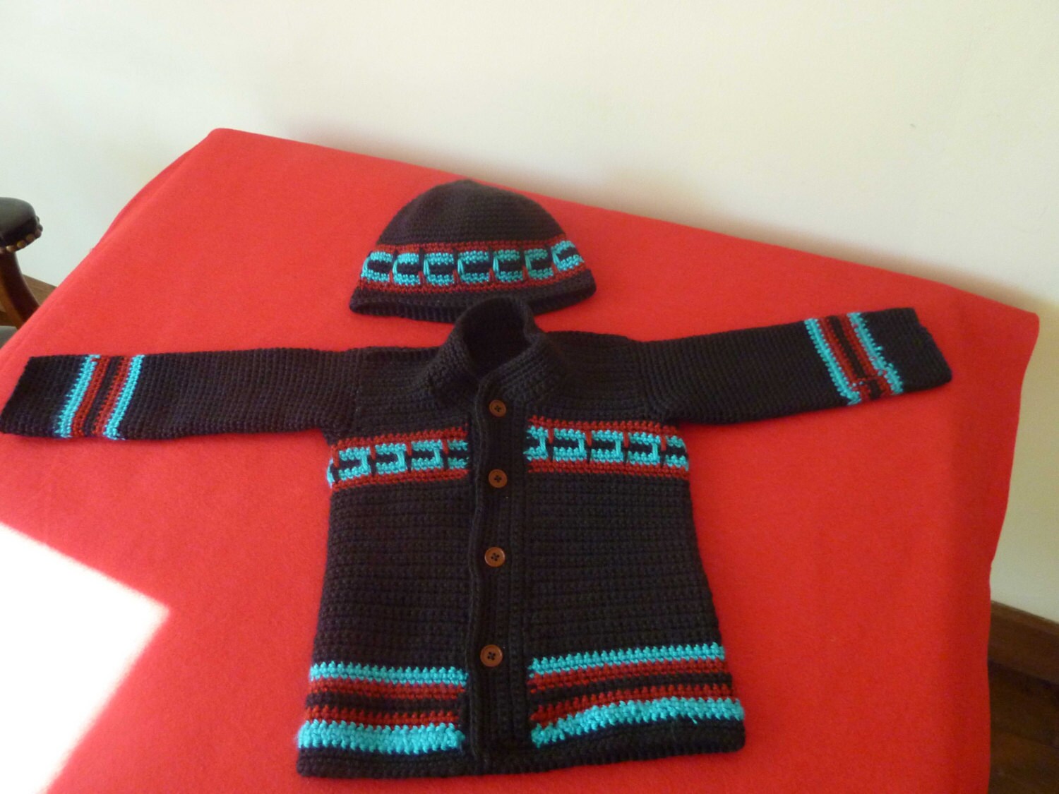 Hand Crocheted Baby Boy Sweater and Hat Size 12 to 18 Month Etsy