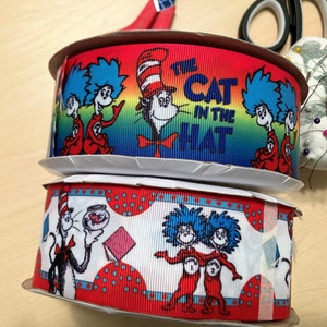 GROSGRAIN Ribbon Thing One Thing Two Ribbon Suess Grosgrain Ribbon  2 inch(50mm) Ribbon
