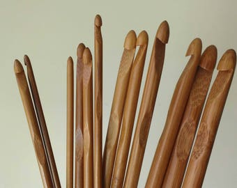 New 12pcs Bamboo Wood Crochet Hooks,Weave Craft ,Crocheted Tools,Size 3-10mm