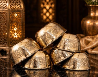 Handcrafted Brass Embossed Serving Bowl – 250ml Traditional Katori